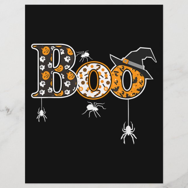 Flyer Boo Com Aranhas E Halloween De Bruxas (Frente)