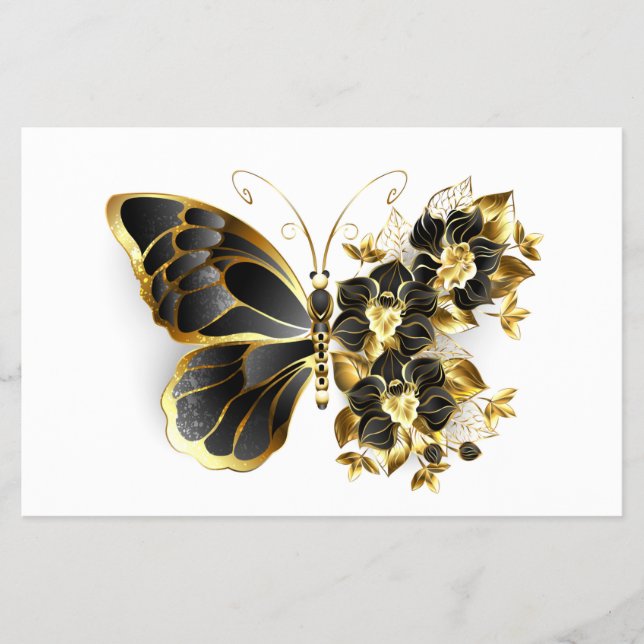 Flyer Borboleta Flor de Ouro com Orquídea Preta (Frente)