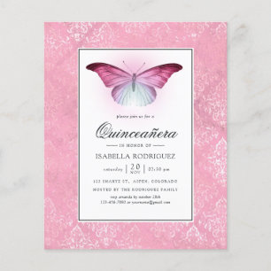 Flyer Borboleta Rosa Brilhante Quinceañera