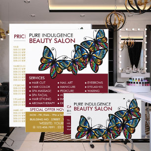 Flyer Borboletas de Glamor, Beauticista, Salão de Belez