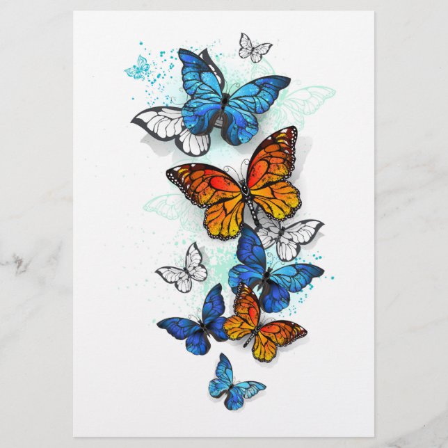 Flyer Borboletas voadoras Morpho e Monarca (Frente)