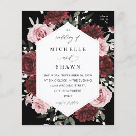 Flyer Borda do Orçamento e Rosa Esbranquiçado 6 Floral -