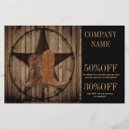 Flyer botas de cowboy em madeira vintage western country