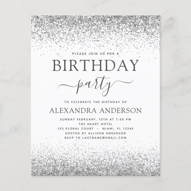 Flyer Branca De Prata De Orçamento Qualquer Idade (Frente)