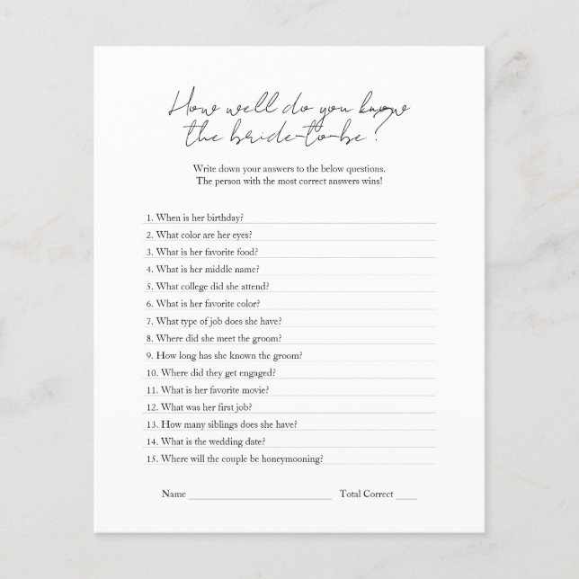 Flyer Branca Negra Moderna Como Você Conhece A Noiva? (Frente)