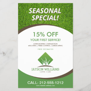 Flyer Branco do Logotipo de Grass Modern Lawn Care/Paisa