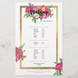 Flyer Branco floral do maquilhador da beleza