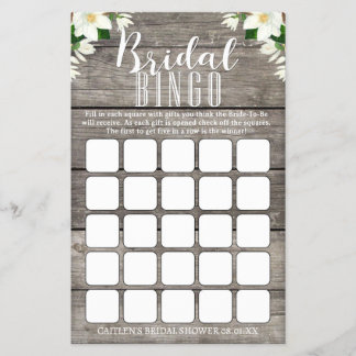 Flyer Bridal Bingo Magnolia Flor Chá Russo