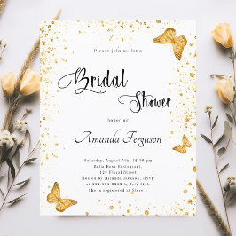Flyer Bridal Shower white gold butterfly budget invite