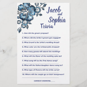 FLYER BRIDE DE FLORES AZUIS E PLACA DE JOGO DE CHÁ TRIV