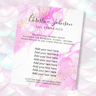 Flyer brilho fino elegante cor-de-água rosa