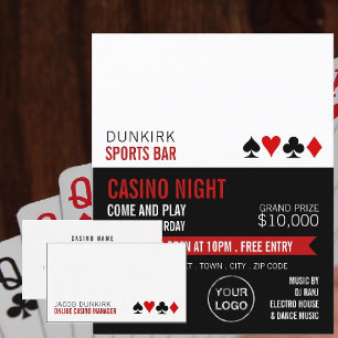 Flyer Brincando De Cartão, Noite De Casino, Indústria 