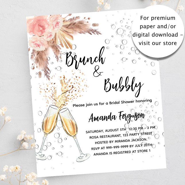 Flyer Brunch Bubble Bridal - Convite orçamental (Criador carregado)
