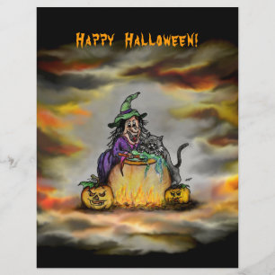 Flyer Bruxa e gato preto, Feliz Halloween!