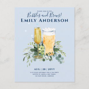 Flyer BUBBLES n BREWS Casais Chá Bachelorette Convite
