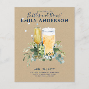 Flyer BUBBLES n BREWS Casais Chá Bachelorette Convite