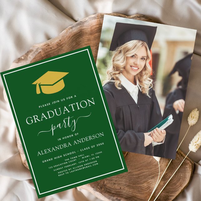 Flyer Budget 2023 Graduation Green Gold Photo Picture Fl (Criador carregado)