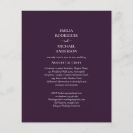 Flyer BUDGET 2in1 Convite de casamento Bilíngue Roxo de