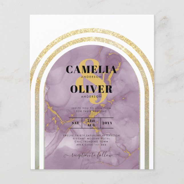 Flyer BUDGET All-in-1 Gold Pink Marble Arch Wedding Flye (Frente)