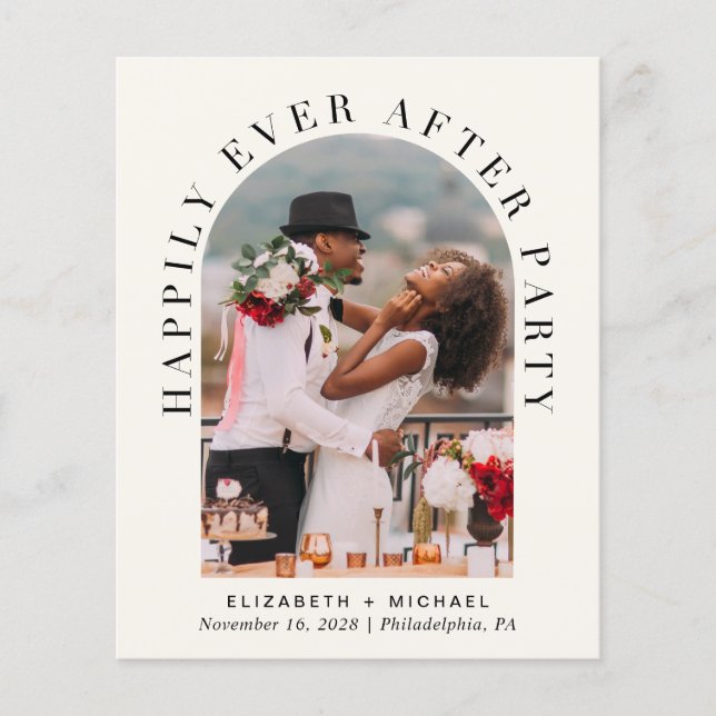 Flyer Budget Arch Photo Cream Wedding Reception Invite (Frente)