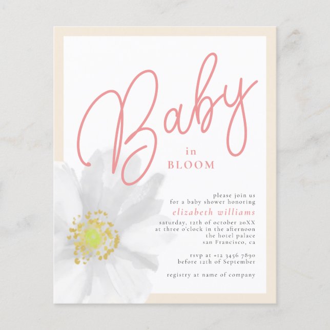 Flyer BUDGET Baby in Bloomcolor Watercolor Branca (Frente)