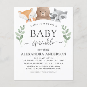 Flyer Budget Baby Sprinkle Shower Woodland Eucalyptus