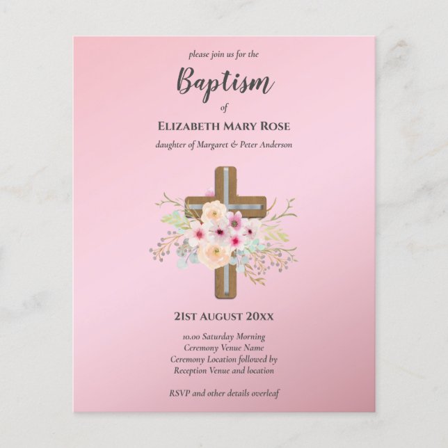 Flyer BUDGET Baptism Christening Bautizo Bautismo INVITE (Frente)