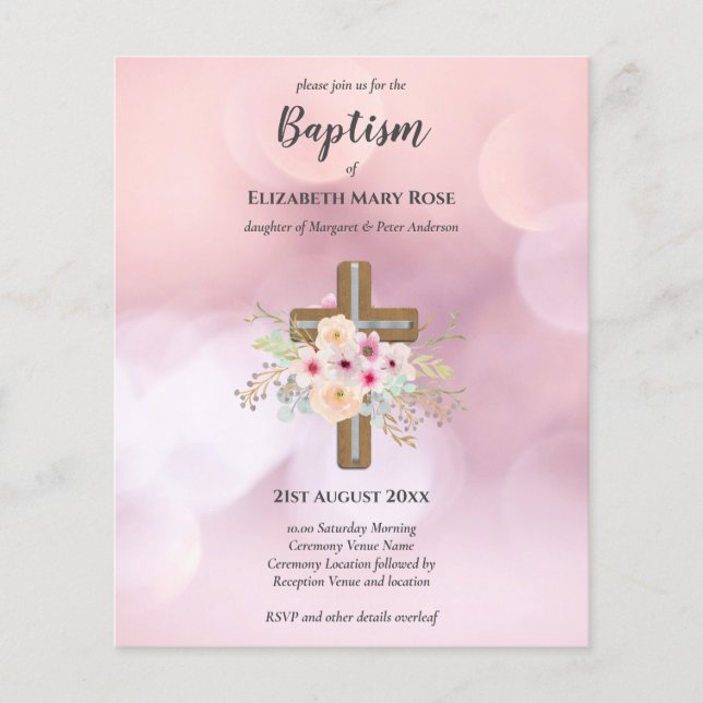 Flyer BUDGET Baptism Christening Bautizo Bautismo INVITE (Frente)