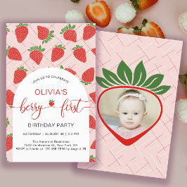Flyer Budget Berry 1st First Birthday Party Invitation
