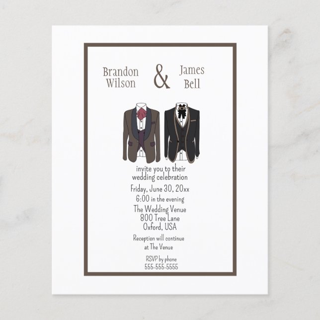 Flyer BUDGET Black and Brown Gay Couple Wedding  (Frente)