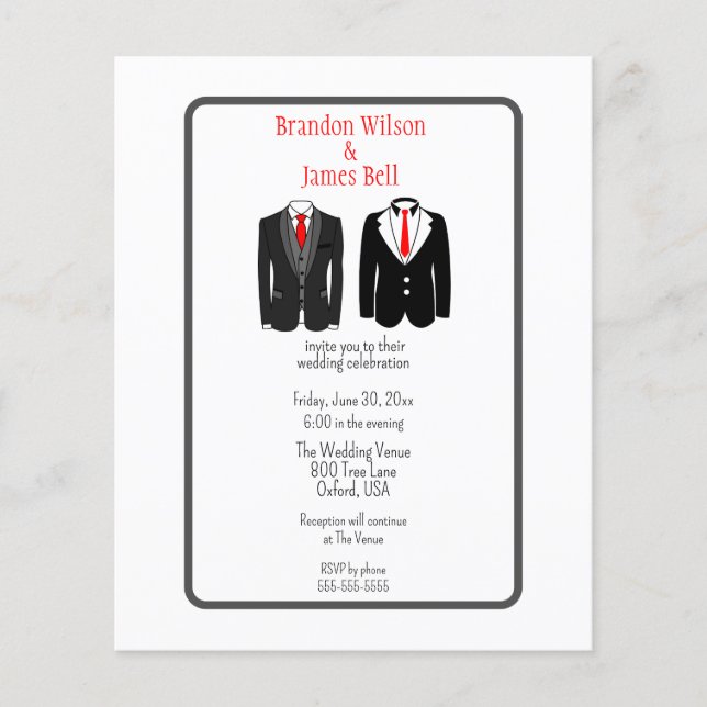 Flyer BUDGET  Black and Gray Gay Couple Wedding  (Frente)