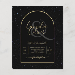 Flyer BUDGET BLACK DOURADO Starry Night Convite de casam