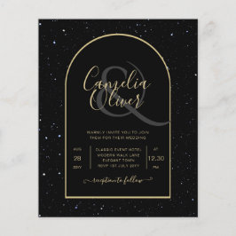 Flyer BUDGET BLACK DOURADO Starry Night Convite de casam