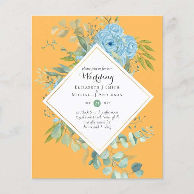 Flyer BUDGET Blue Floral Casamentos Eucalyptus (Frente)