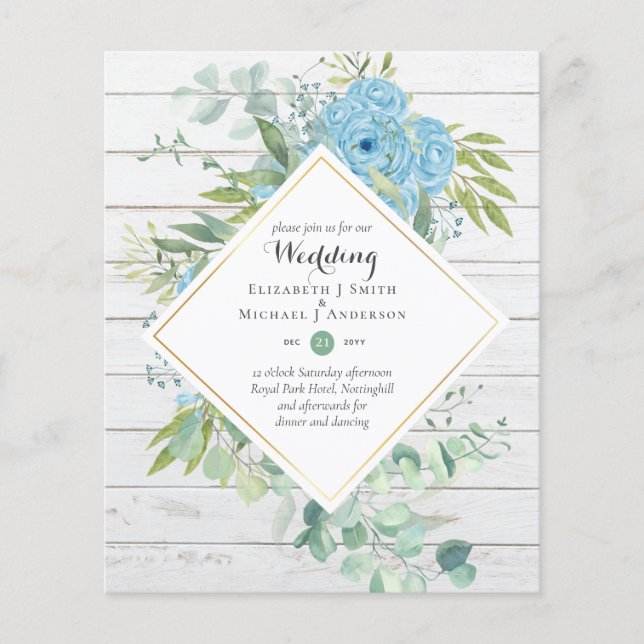 Flyer BUDGET Blue Floral Casamentos Eucalyptus (Frente)