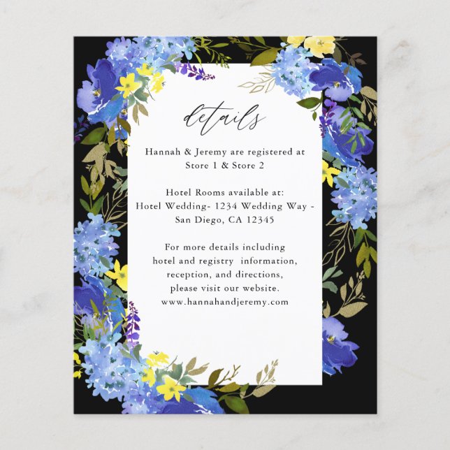 Flyer Budget Blue Purple & Yellow Floral Details - Black (Frente)