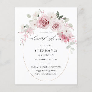 Flyer Budget Blush Pink Floral Bridal Shower 2
