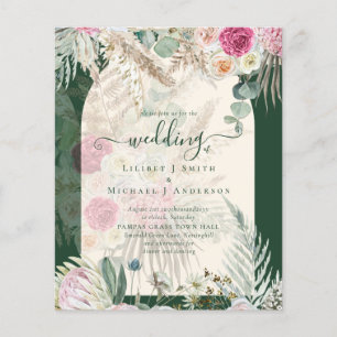 Flyer BUDGET BOHO Emerald Green BOHO Casamento Rosa Flor