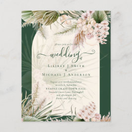 Flyer BUDGET BOHO Pampas Grass Convite para Casamento Ve