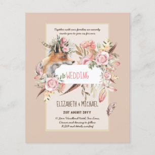 Flyer BUDGET Boho Woodland FOX Floral Wedn Moderno