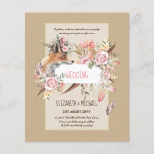 Flyer BUDGET Boho Woodland FOX Floral Wedn Moderno
