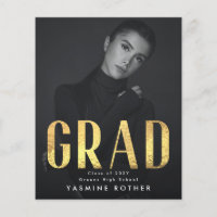 Budget Bold Gold Foil GRAD Photo Announcement