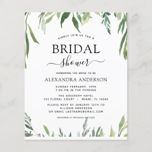 Flyer Budget Bridal Shower Botanical Greenery Invitation