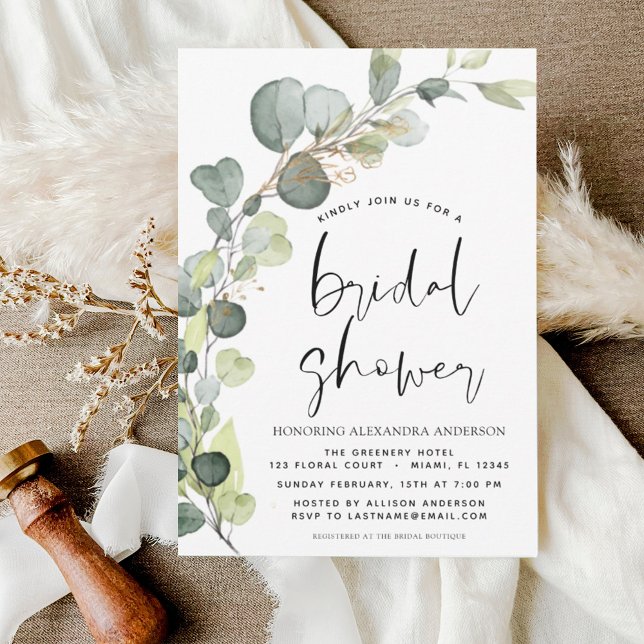 Flyer Budget Bridal Shower Greenery Eucalyptus Succulent (Criador carregado)