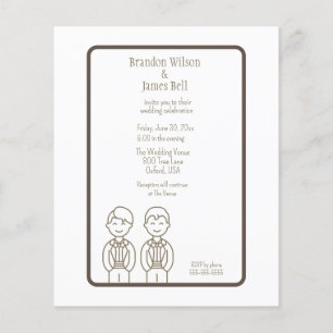 Flyer BUDGET Brown Gay Couple Wedding Invitation