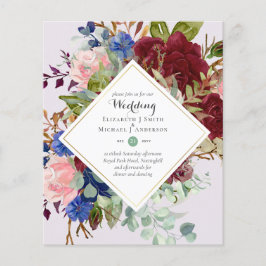 Flyer BUDGET Burgundy Marinho Floral Convites