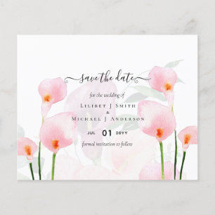 Flyer BUDGET Calla Rosa Lily Casamento Salvar Data QR C