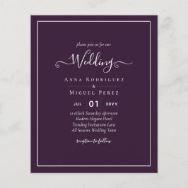 Flyer BUDGET Casamento PLUM PURPLE Monocromo Simples