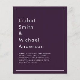 Flyer BUDGET Casamento PLUM PURPLE Monocromo Simples