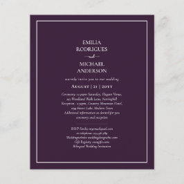 Flyer BUDGET Casamento PLUM PURPLE Monocromo Simples